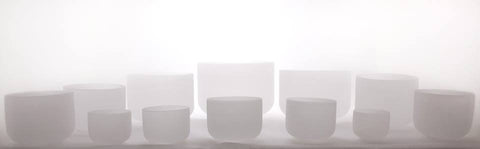 Image of Frosted Crystal Singing Bowl Chakra Set - Medium Nesting Set