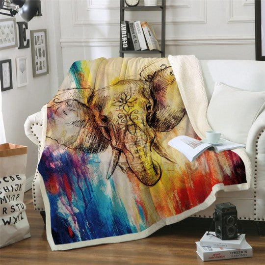 Elephant Sherpa Fleece Throw Blanket