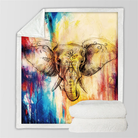 Image of Elephant Sherpa Fleece Throw Blanket
