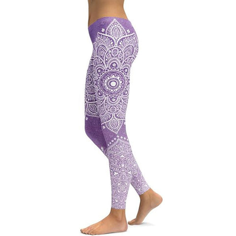 Image of Women's Mandala Leggings - Black to Pink