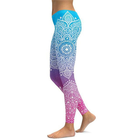Image of Women's Mandala Leggings - Black to Pink