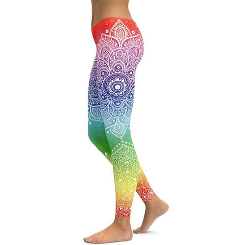 Image of Women's Mandala Leggings - Black to Pink