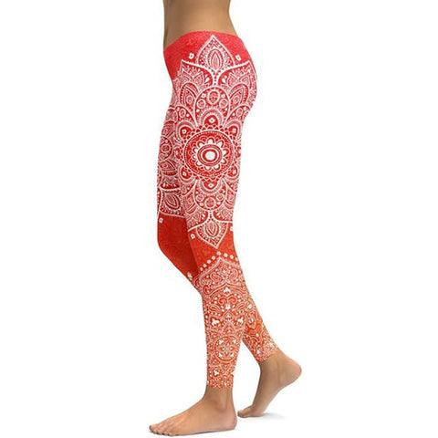 Image of Women's Mandala Leggings - Black to Pink