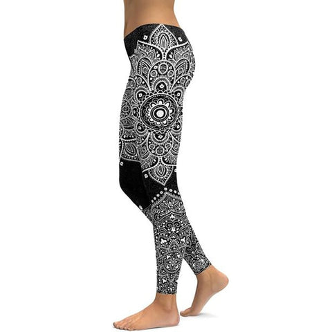 Image of Women's Mandala Leggings - Black to Pink