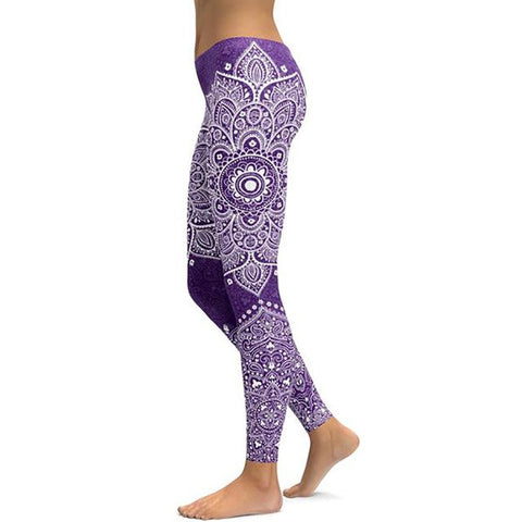 Image of Women's Mandala Leggings - Black to Pink