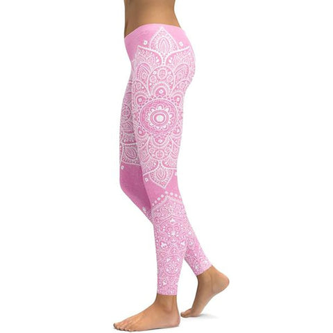 Image of Women's Mandala Leggings - Black to Pink
