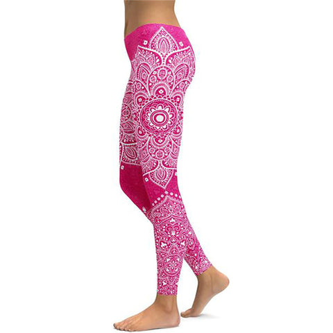 Image of Women's Mandala Leggings - Black to Pink