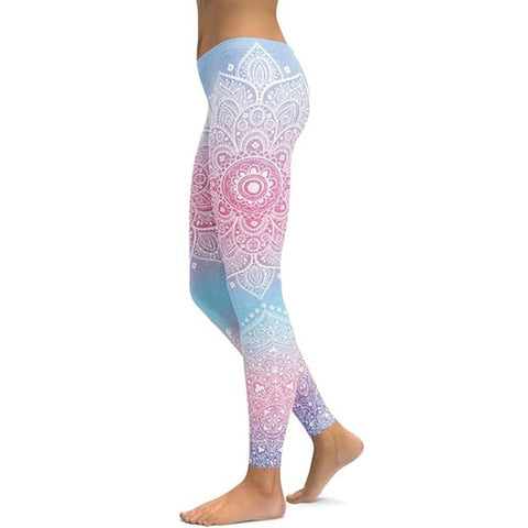 Image of Women's Mandala Leggings - Black to Pink