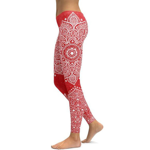 Image of Women's Mandala Leggings - Black to Pink